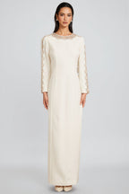 Esmed White Beaded and Diamond Maxi Dress