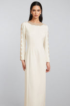 Esmed White Beaded and Diamond Maxi Dress
