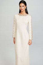 Esmed White Beaded and Diamond Maxi Dress