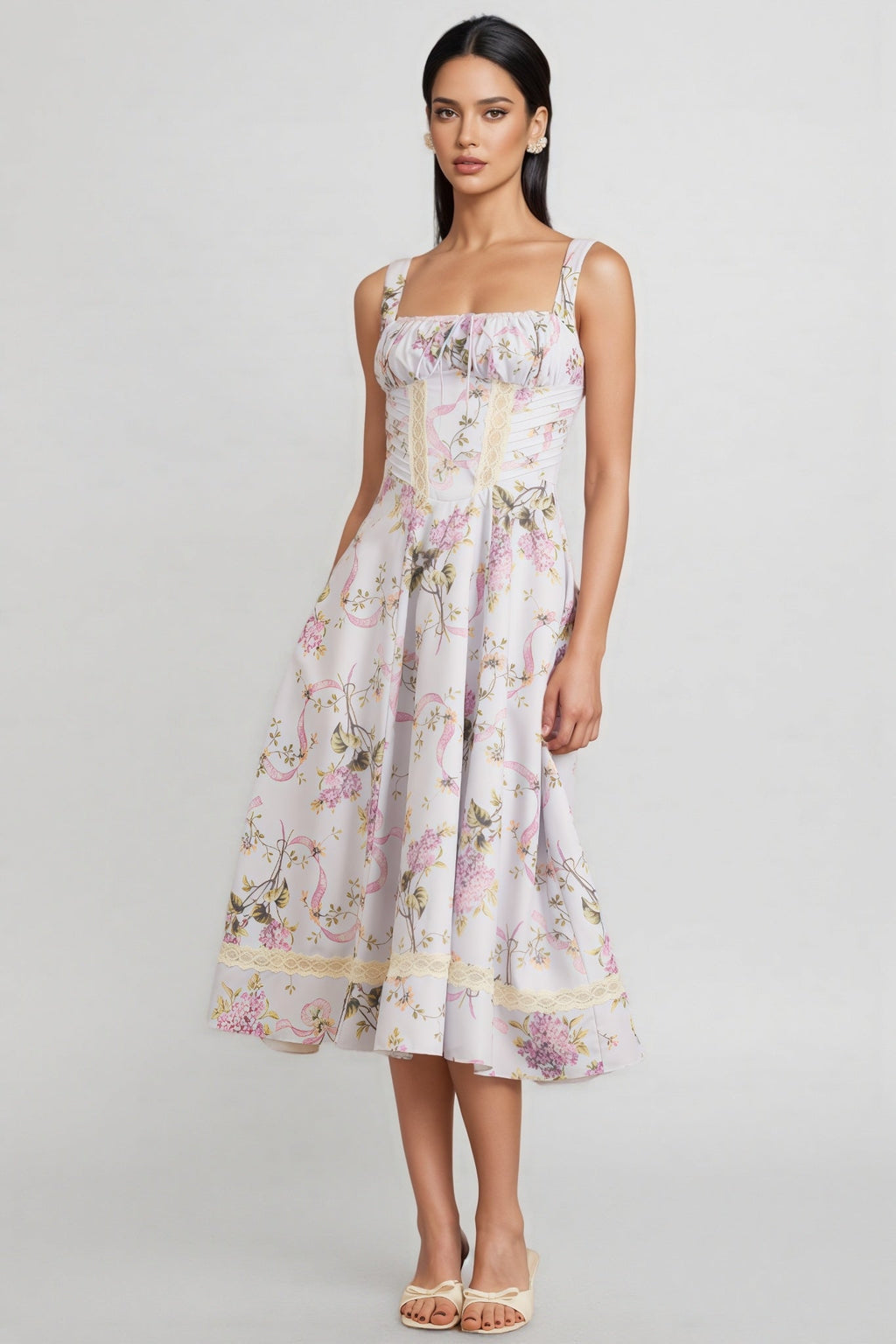 Zarlt Lace Up Backless Midi Dress