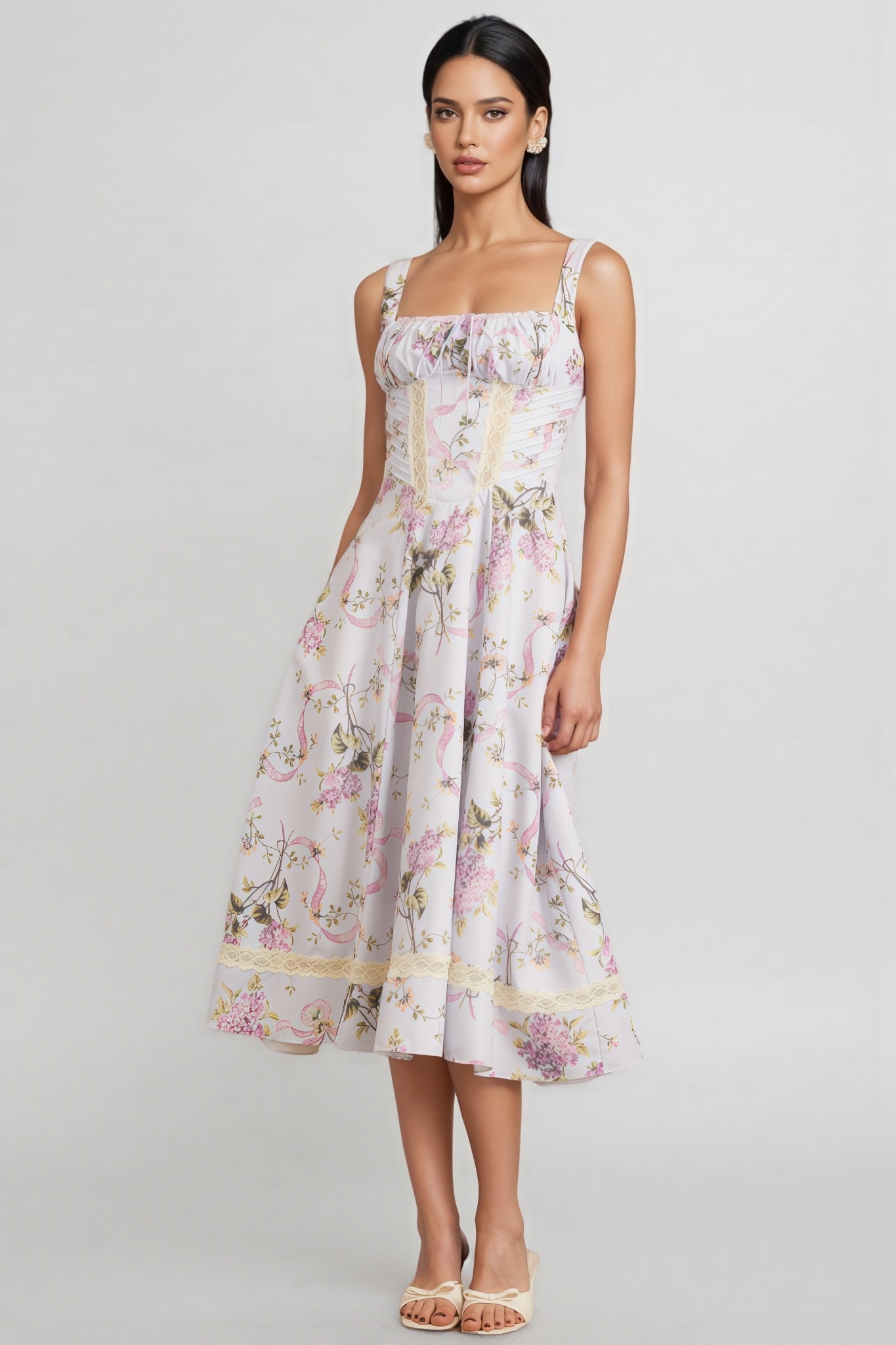 Zarlt Lace Up Backless Midi Dress