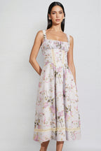 Zarlt Lace Up Backless Midi Dress