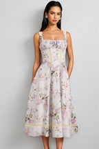 Zarlt Lace Up Backless Midi Dress