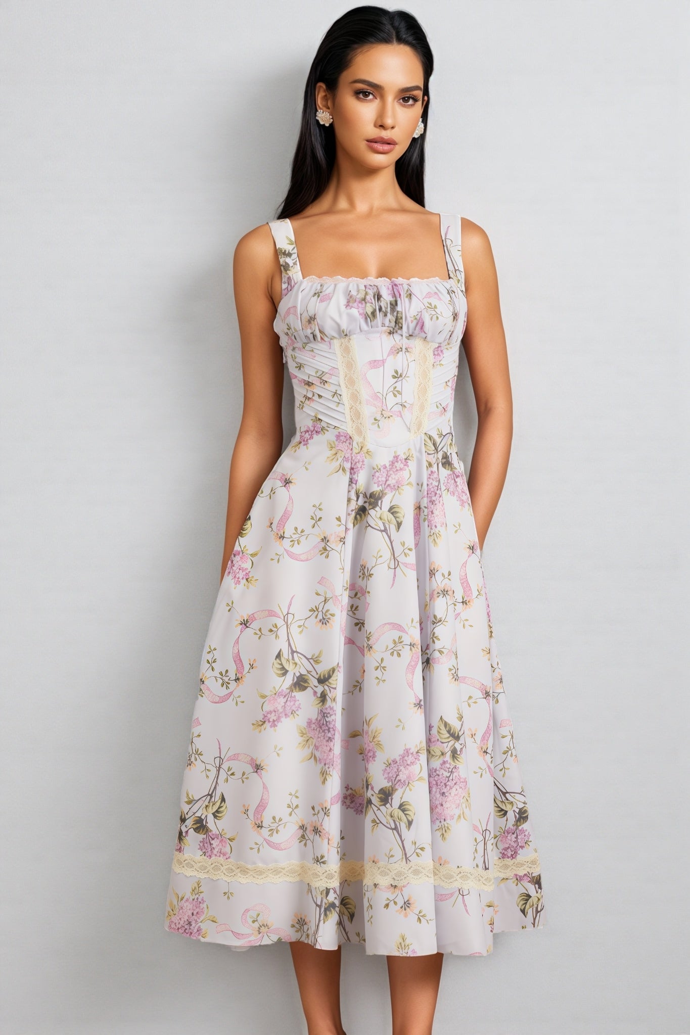 Zarlt Lace Up Backless Midi Dress
