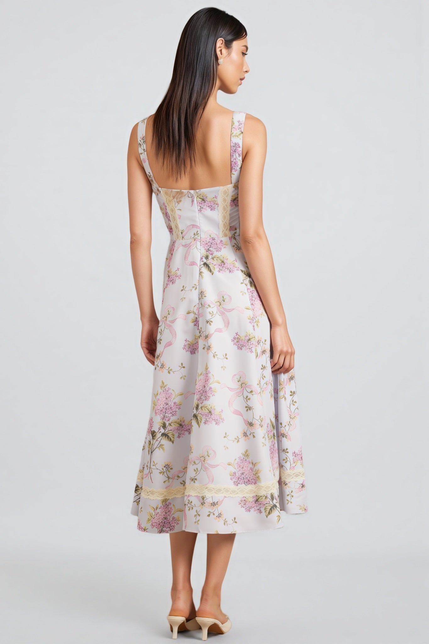 Zarlt Lace Up Backless Midi Dress