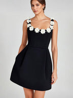 A-line Dress with Floral Embellishments No-sleeve Backless Birthday Party Mini Bud Dress For Women 2026