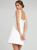 A-line Dress with Floral Embellishments No-sleeve Backless Birthday Party Mini Bud Dress For Women 2026