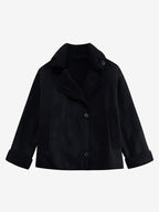 Faux Leather Jacket In Maillard Tones Faux Shearling Lapel Oversized Spring Outerwear For Women 2026