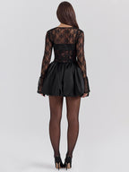 Black Lace Corset Dress With Detachable Bolero Birthday Party Puffball Mini Dress For Women 2026