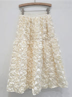 3D Rose Long Skirt Solid Color Birthday Party A-line Skirt For Women 2026