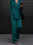 Satin Suit Blazer And Pants Spring Two Piece Co-ord Set For Women 2026
