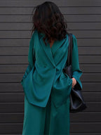 Satin Suit Blazer And Pants Spring Two Piece Co-ord Set For Women 2026