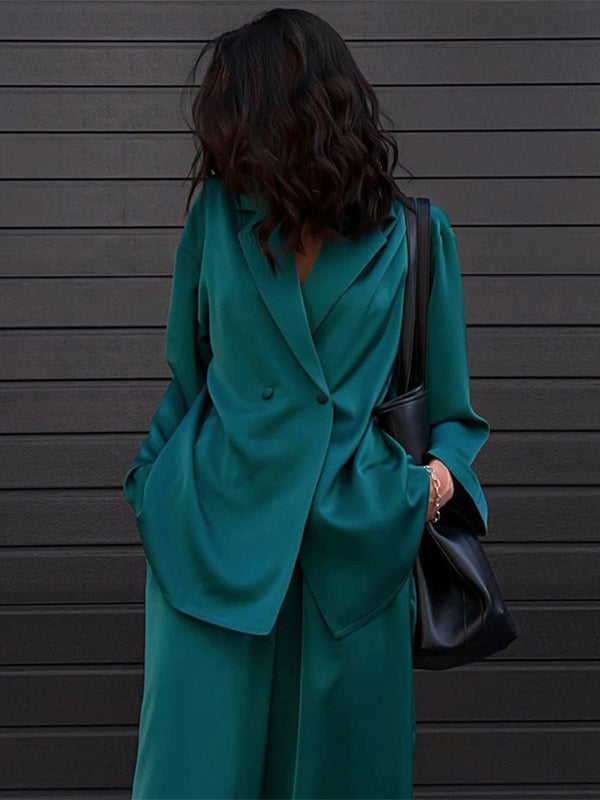 Satin Suit Blazer And Pants Spring Two Piece Co-ord Set For Women 2026