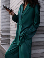 Satin Suit Blazer And Pants Spring Two Piece Co-ord Set For Women 2026