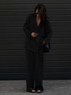 Satin Suit Blazer And Pants Spring Two Piece Co-ord Set For Women 2026
