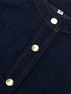 Denim Skater Dress Puff Sleeve Button-Up A-line Mini Dress For Women 2026