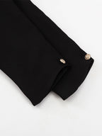 Square Neck Button-Up Blazer Jacket With Gold Buttons Slim Fit Black Top For Women 2026