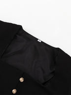 Square Neck Button-Up Blazer Jacket With Gold Buttons Slim Fit Black Top For Women 2026
