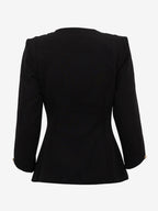 Square Neck Button-Up Blazer Jacket With Gold Buttons Slim Fit Black Top For Women 2026