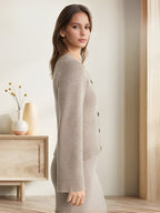 Crew Neck Knitted Cardigan Spring Casual Tops For Women 2026