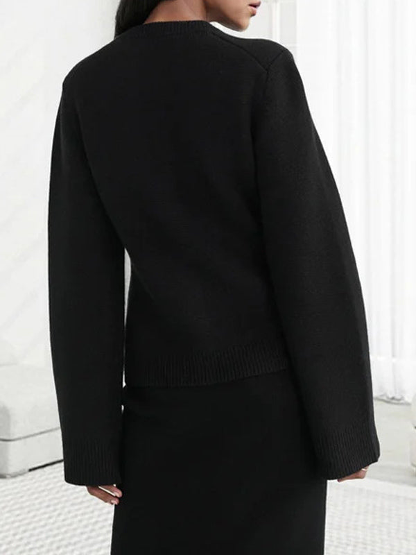Crew Neck Knitted Cardigan Spring Casual Tops For Women 2026