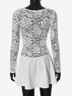 Lace Overlay A-line Dress Sheer Long Sleeve Mini Party Dress For Women 2026