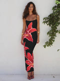 Floral Print Maxi Slip Dress for Women - Sexy Back Slit Sleeveless Bodycon Cami Sundress - Summer Beach Vacation 2026