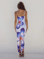 Floral Print Maxi Slip Dress for Women - Sexy Back Slit Sleeveless Bodycon Cami Sundress - Summer Beach Vacation 2026