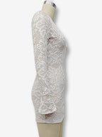 Mini Lace Dress With Cutout Long Sleeve High Neck Sexy Bodycon Club Dress For Women 2026