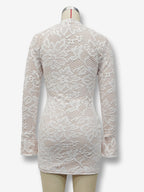 Mini Lace Dress With Cutout Long Sleeve High Neck Sexy Bodycon Club Dress For Women 2026