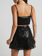 Sequin Two Piece Co-ord Set Crop Top And Mini Skirt Birthday Party Outfit For Women 2026