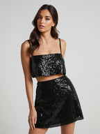 Sequin Two Piece Co-ord Set Crop Top And Mini Skirt Birthday Party Outfit For Women 2026