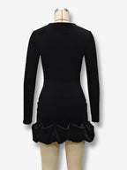 Elegant Velvet Mini Dress With Ruffle Hem Long Sleeve Bodycon Dress For Women 2026