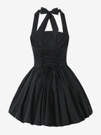 Halter Mini Dress In Black Square Neck A-Line Sexy Birthday Party Dress For Women 2026