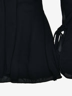 Mini Dress With Tie Front V-neck Long Sleeve Ruched Waist Skater Dress For Women 2026