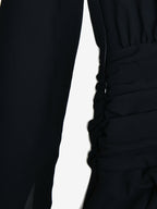 Mini Dress With Tie Front V-neck Long Sleeve Ruched Waist Skater Dress For Women 2026