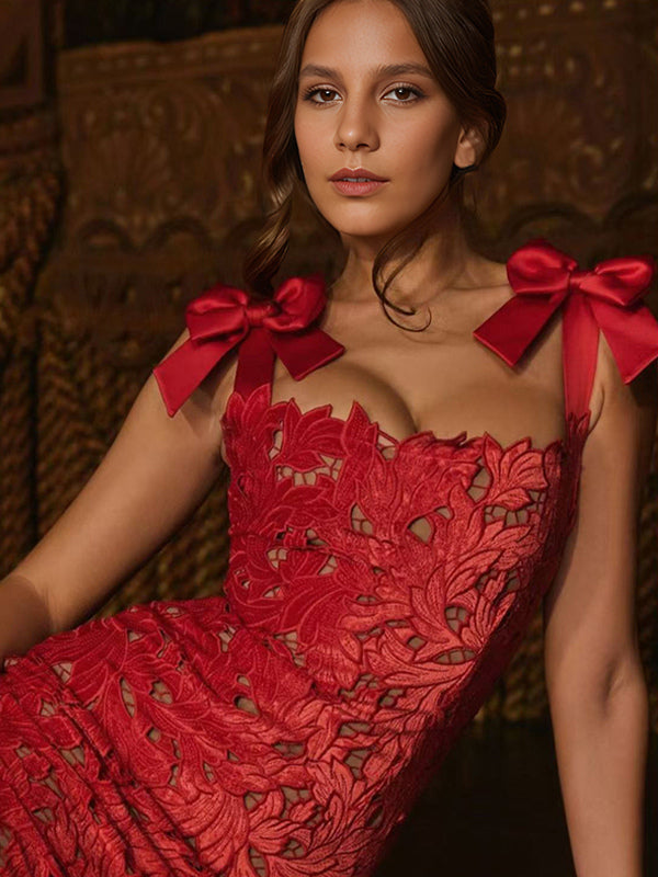 Bodycon Long Dress With Bow Straps Summer Long Party Dress For Women 2026