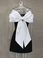 Off-Shoulder Mini Dress With Bow Back A-Line Birthday Party Dress For Women 2026