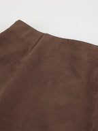 Elegant Brown Suede A-Line Maxi Skirt For Women 2026