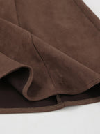 Elegant Brown Suede A-Line Maxi Skirt For Women 2026