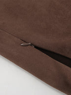 Elegant Brown Suede A-Line Maxi Skirt For Women 2026
