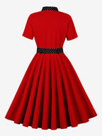 Retro Polka Dot Shirt Dress With Tie And Belt Vintage Inspired Midi Dress For Women 2026