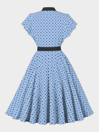 Polka Dot Shirt Dress With Tie And Belt Flutter Sleeve Vintage Midi Dress For Women 2026