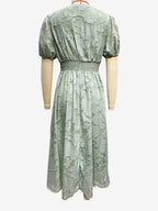 Floral Midi Dress With V-Neck And Puffy Sleeves For Women 2026