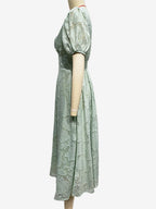 Floral Midi Dress With V-Neck And Puffy Sleeves For Women 2026