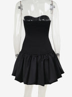 Strapless Mini Dress Ruffled Hem Fitted Bodice Birthday Party Dress For Women 2026