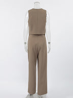 SummerTwo Piece Co-ord Set Outfit Asymmetrical Top And Straight Pants For Women 2026