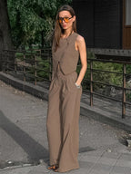 SummerTwo Piece Co-ord Set Outfit Asymmetrical Top And Straight Pants For Women 2026