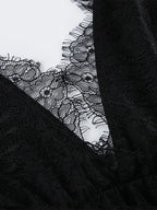 Eyelash Trim Lace Maxi Dress for Women - Sexy Deep V Neck Sleeveless Sheer Tiered Sundress - Summer Beach Party 2026
