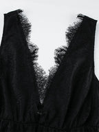Eyelash Trim Lace Maxi Dress for Women - Sexy Deep V Neck Sleeveless Sheer Tiered Sundress - Summer Beach Party 2026